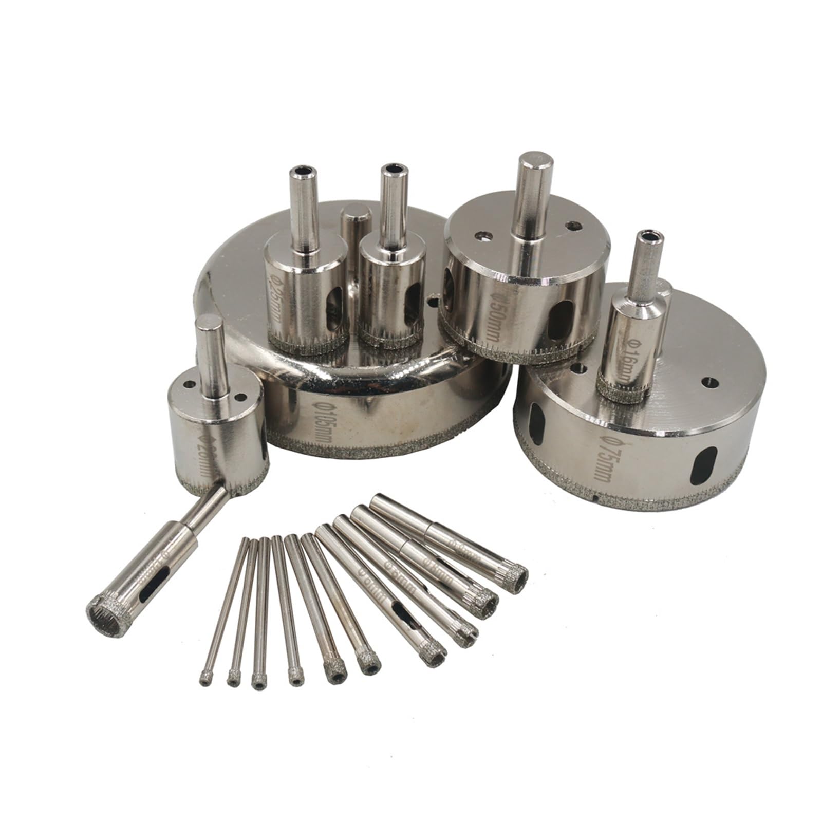 Set di punte da trapano HSS con rivestimento diamantato for piastrelle in marmo, vetro, ceramica, seghe a tazza for utensili elettrici 6mm-100mm(14PCS(A))