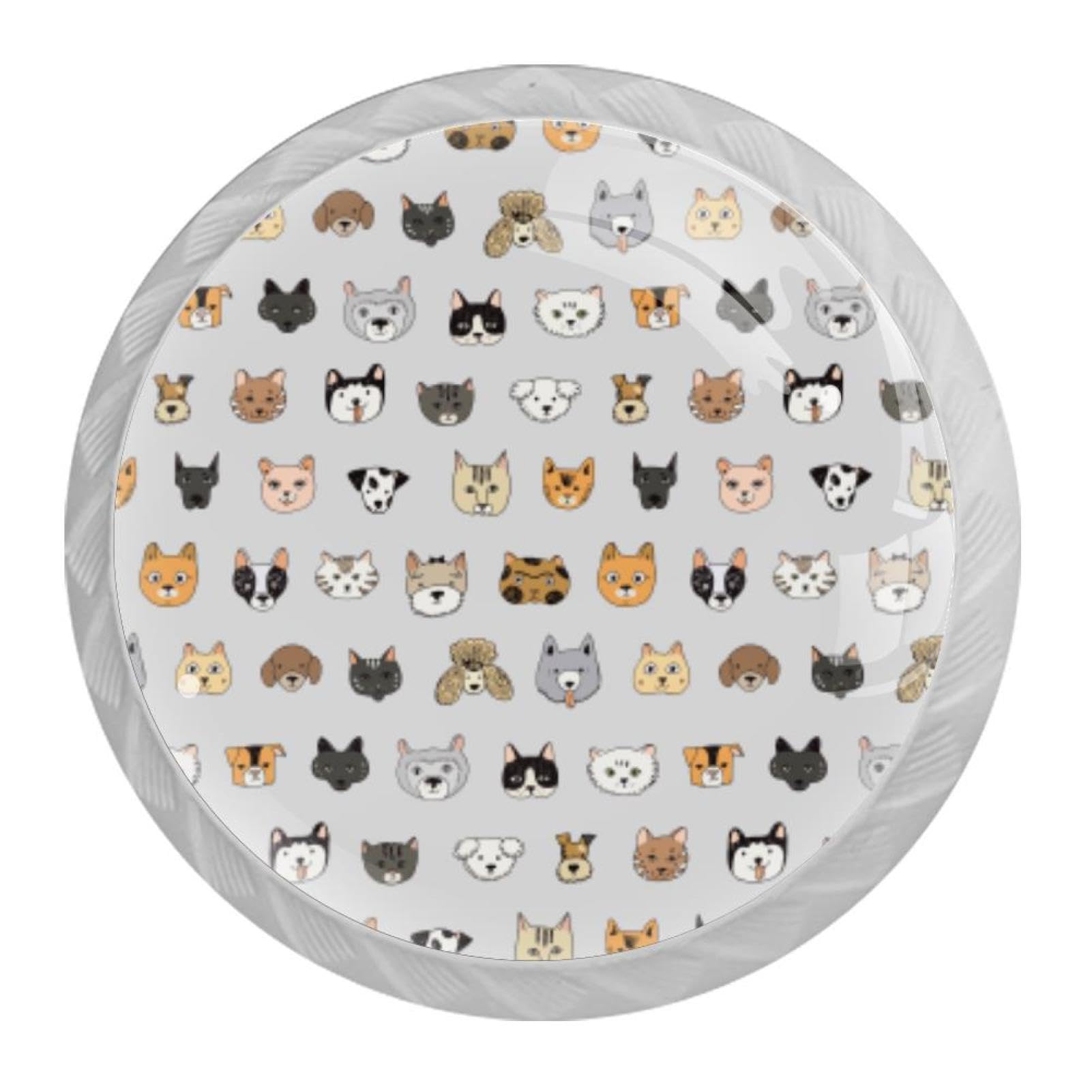 Tqmspg Multi13 4 Pieces Drawer Pulls Dogs Pattern Door Knobs Dresser Handles For Kitchen Wardrobe Cupboard Hardware Furniture