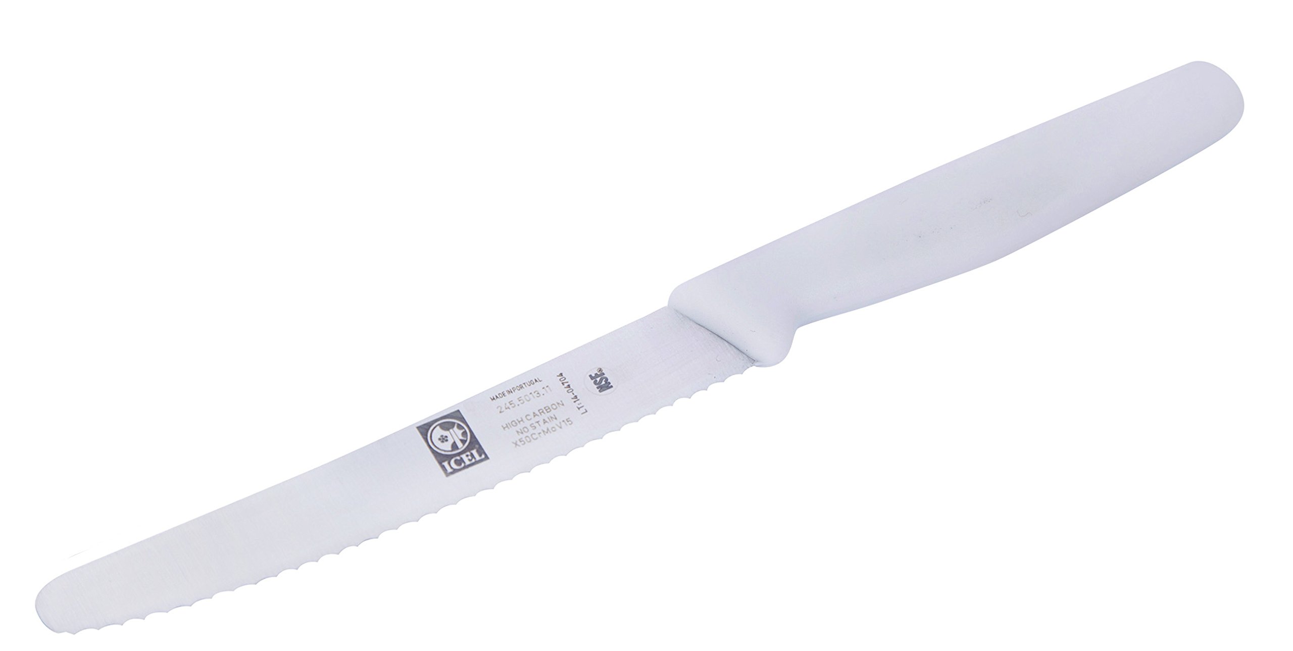 4.25 Inch Serrated Edge, High Carbon German Stainless Steel razor Sharp Blade, Super Grip, White Handle, Kitchen Utility knife. (4.25 Serrated, White)