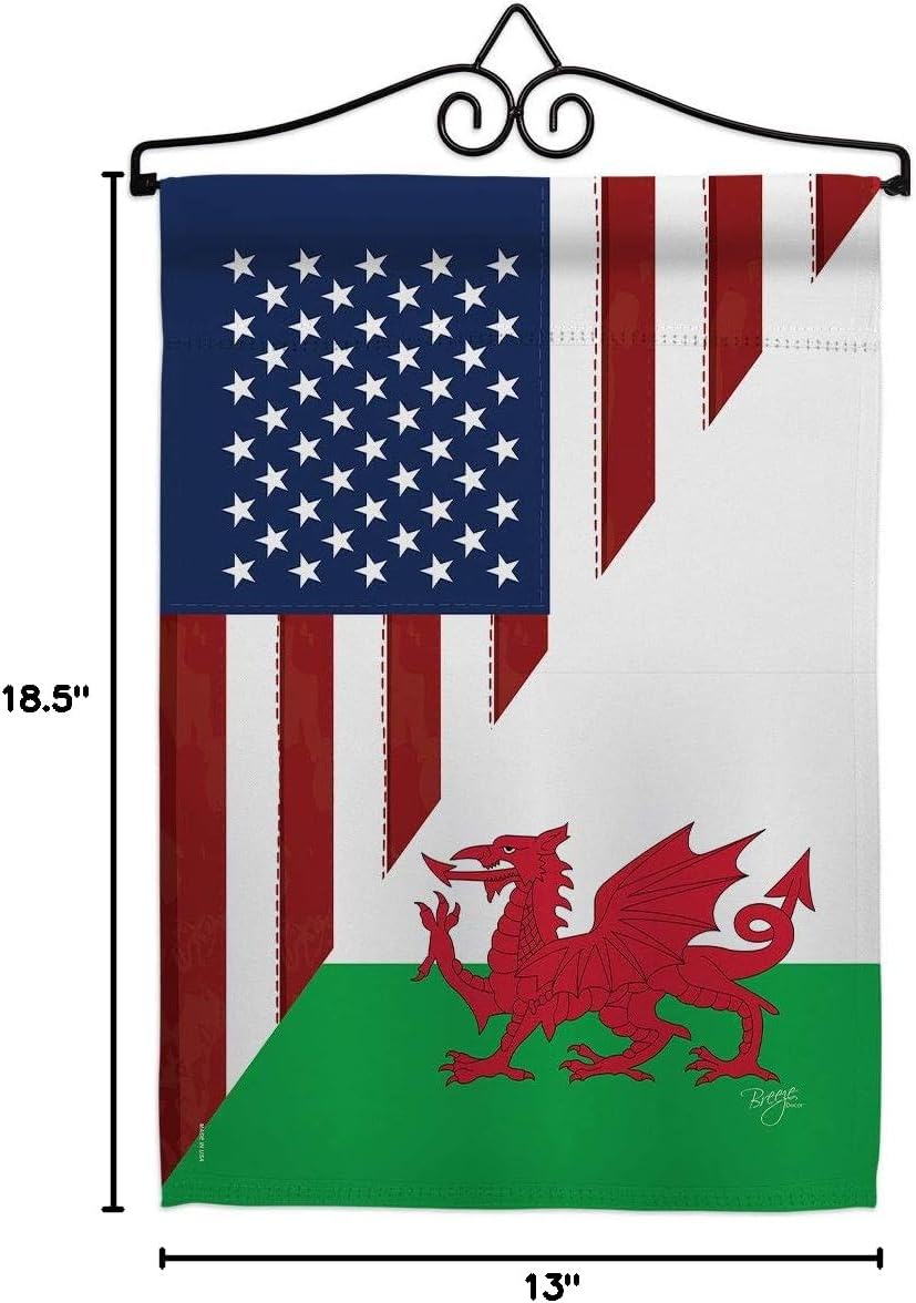 US Wales Friendship Garden Flag Set Wall Hanger Regional USA American Alliance World Country Particular Area Small Decorative Gift Yard House Banner Double-Sided Made In 13 X 18.5