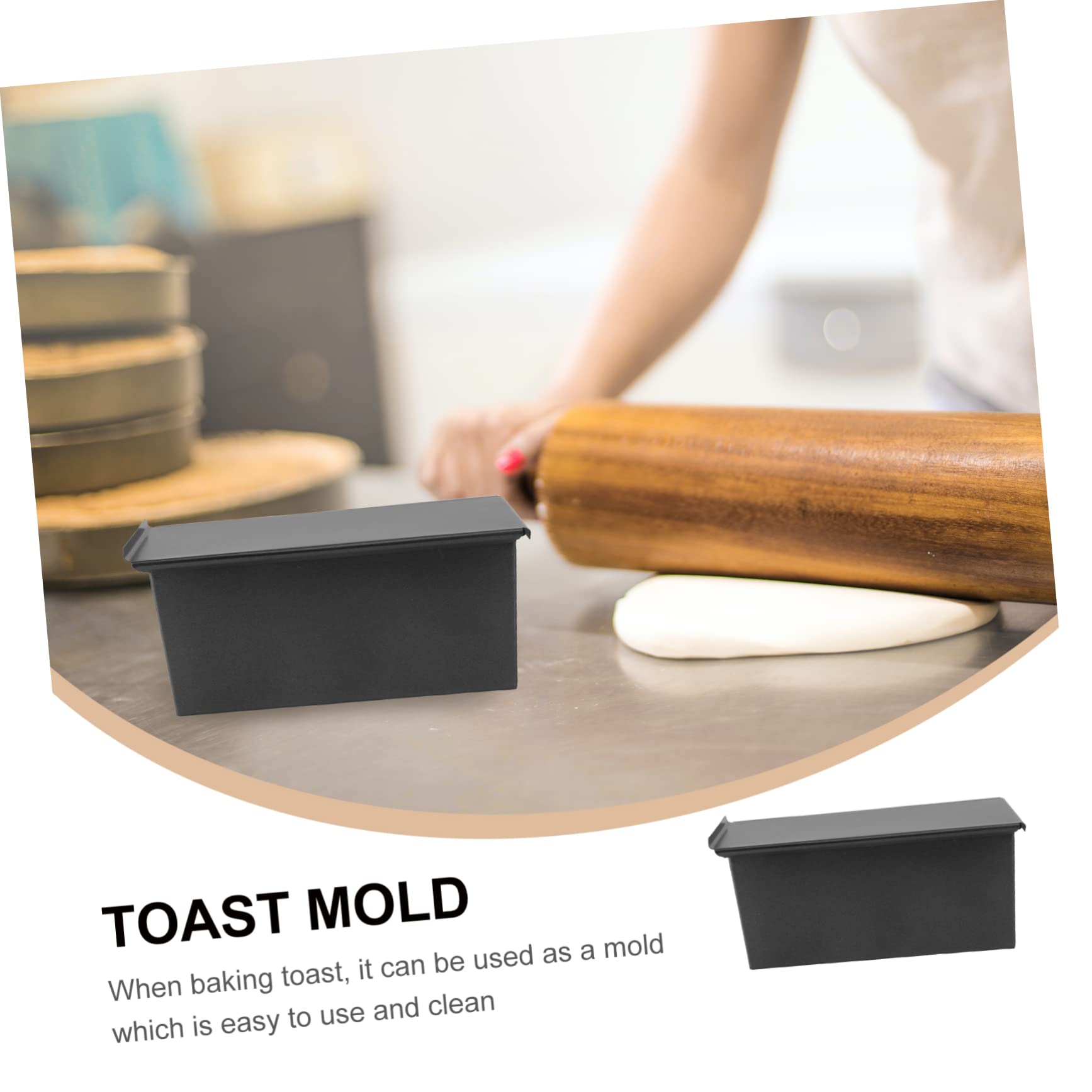 Luxshiny Teglia Pane con Coperchio 450g in Acciaio Inox Nera Antiaderente | Uso Domestico, Conduzione del Calore, Formato per Pane in Cassetta e Toast
