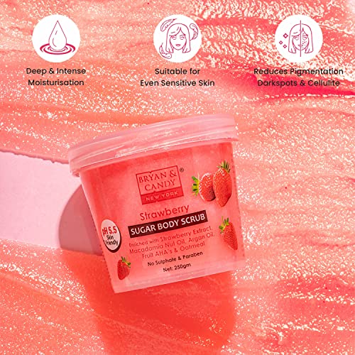 Bryan & Candy Sugar Body Scrub PH 5.5 For Tan Removal & Exfoliation | For Women & Men | 250g (Strawberry) - Image 6