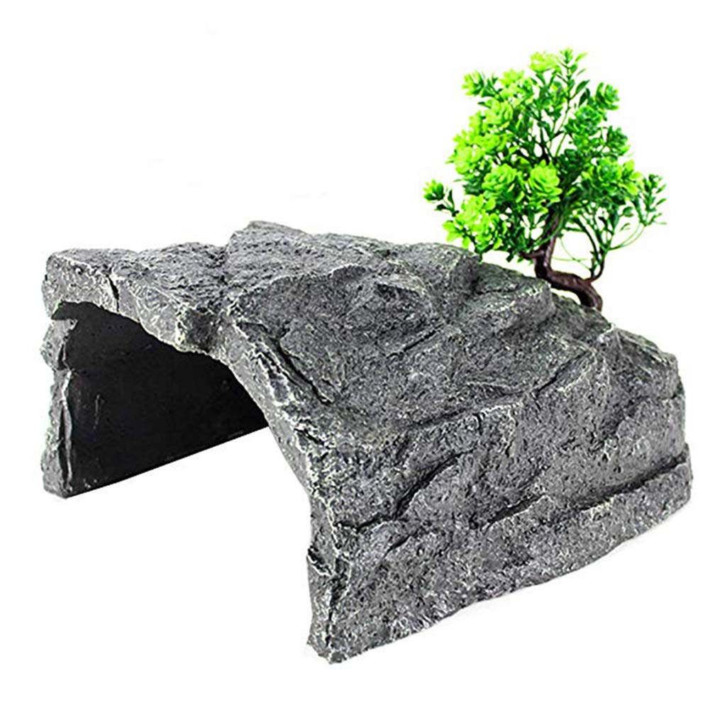 OMEM Piel de reptil, jaula de tortuga, roca artificial planta, decoración de hábitat humidificado (XXL)