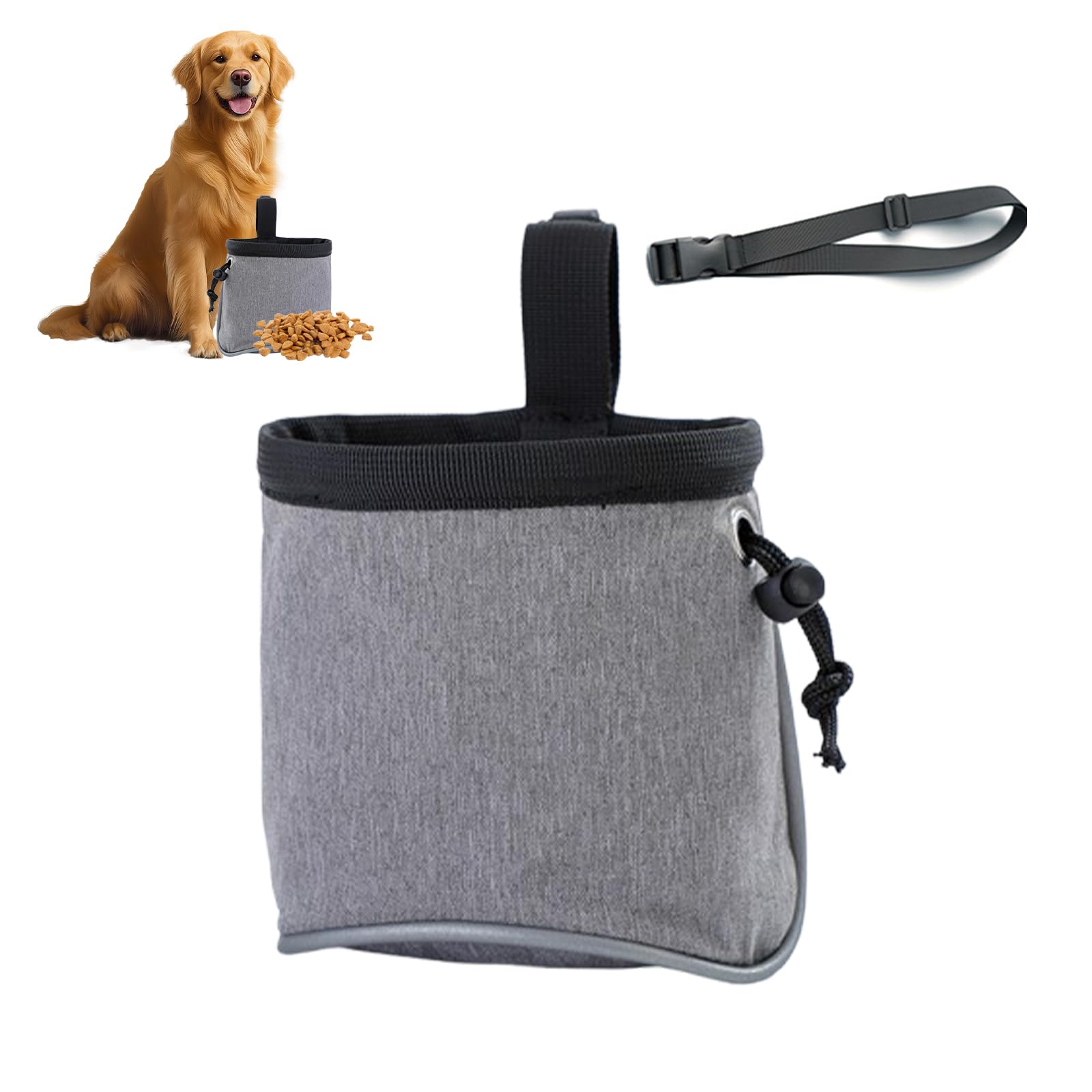 Borsa per Dolcetti per Cani, Borsa per Cani di Alta qualità con Dispenser per Sacchetti per Cacca Incorporati, Cintura Regolabile e Strisce Riflettenti, per Giocattoli e Snack