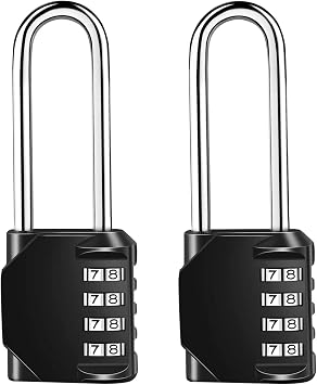 Gawon 4 Digit Combination Lock, Black, 4.57x1.73x0.87in, Weatherproof, Rustproof, Lightweight, Suitable for Indoor and Outdoor Use