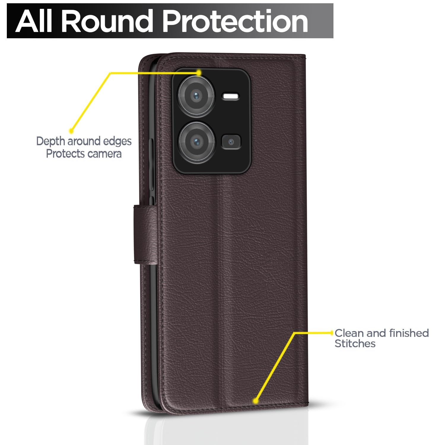 Pikkme Vivo V25 5G Flip Case - Leather & TPU -4