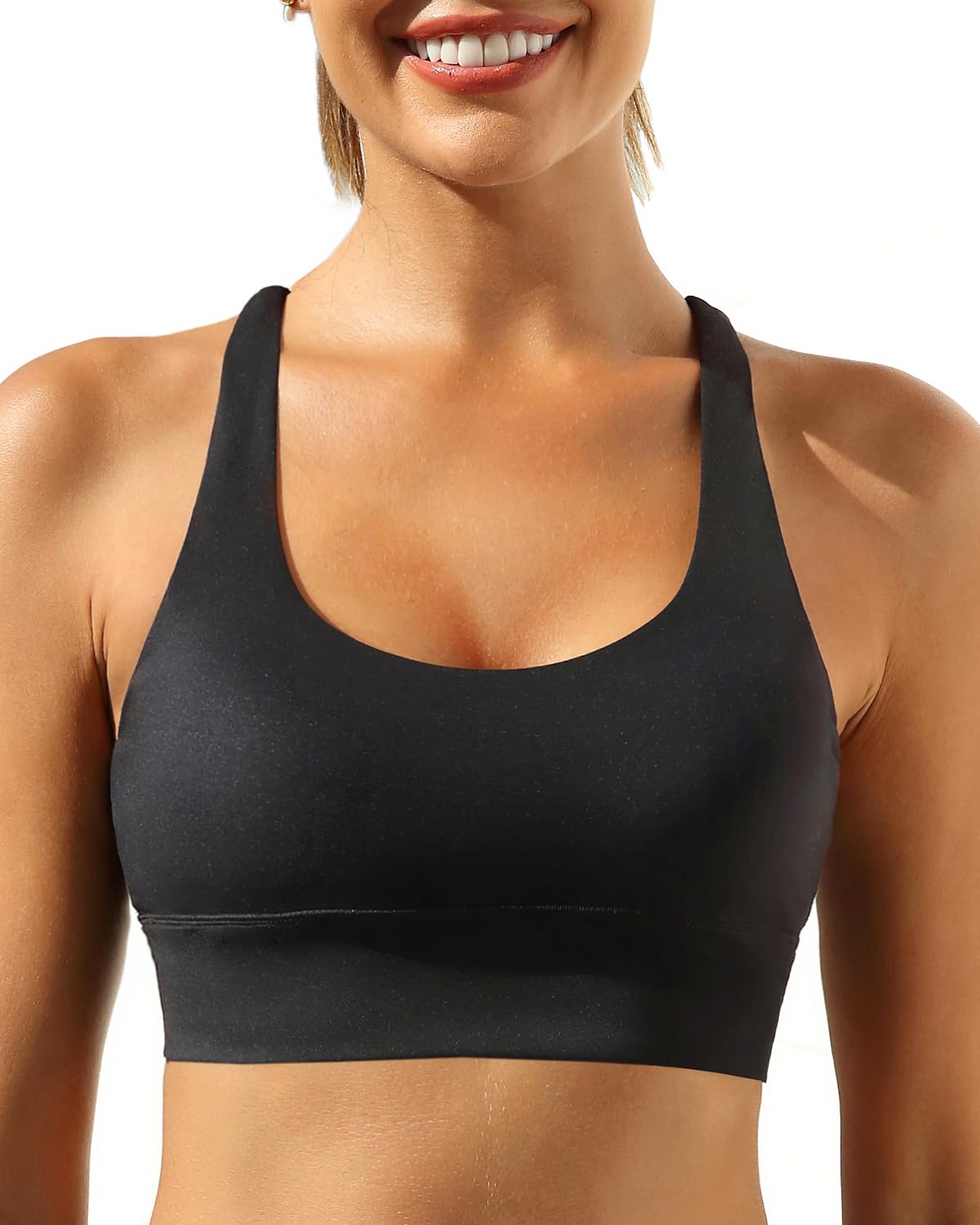 Pinup Fashion Black Strappy Longline Sports Bra Padded