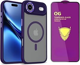 iPhone 17 Air Case Magnetic Magsafe Anti-Shock Anti-fall Military Grade Protection + Premium Tempered Glass Screen Protector Included (Purple, iPhone 17 Air)