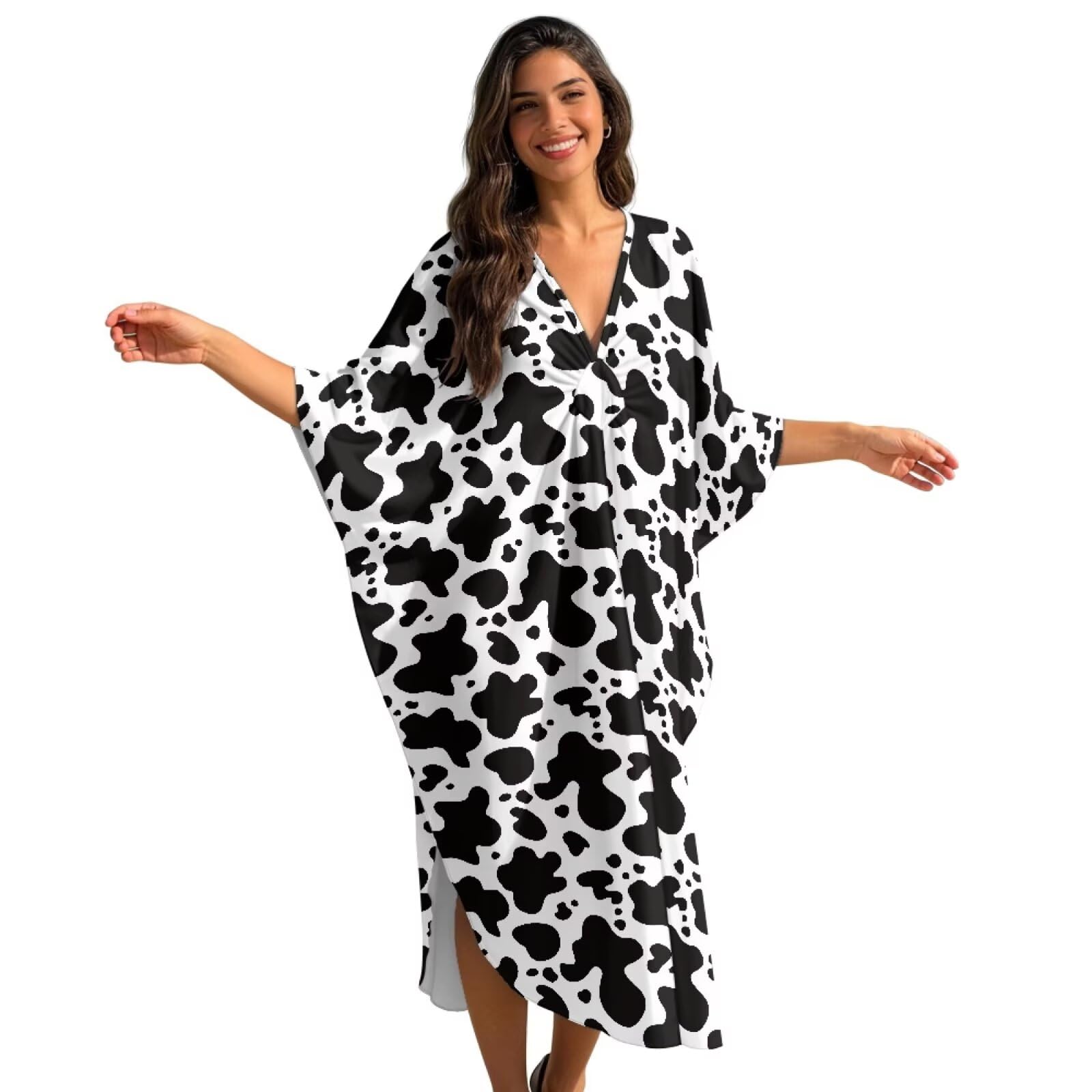 Poceacles Vestido caftán para mujer, talla grande, para cubrir el traje de baño, manga murciélago, verano, largo, caftán, playa, vestido maxi