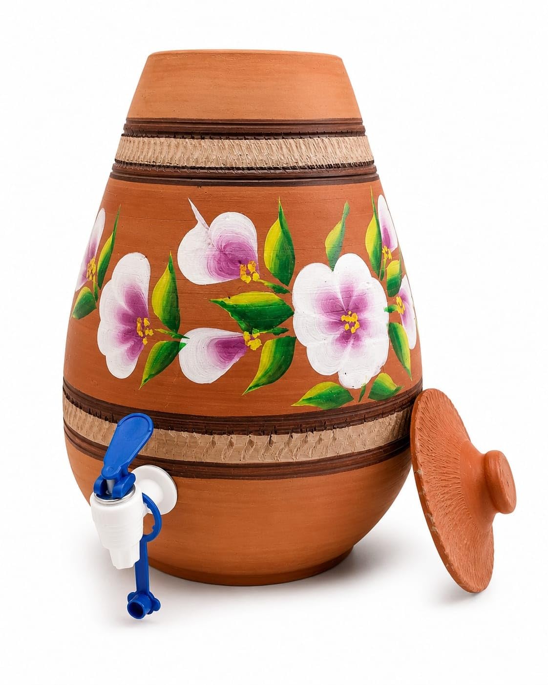 Handmade Terracotta Clay Water Dispenser with Tap, 5 Litre, Natural Earthen Water Pot for Home, Kitchen & Office, Brown-image-27