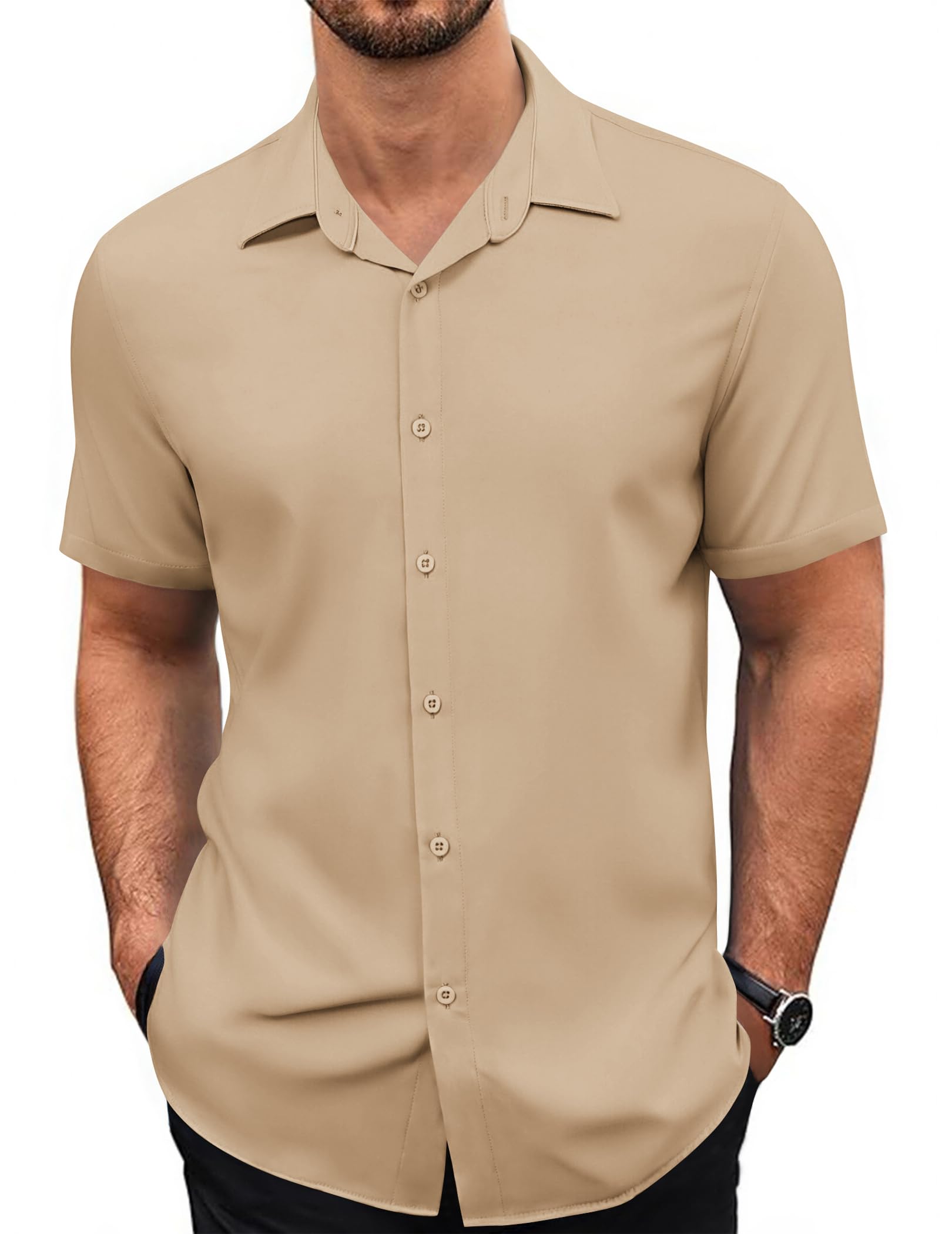 COOFANDY Hemd Herren Kurzarm Freizeithemd Sommerhemd Männer Strandhemd Lässig Hemden Regular Fit