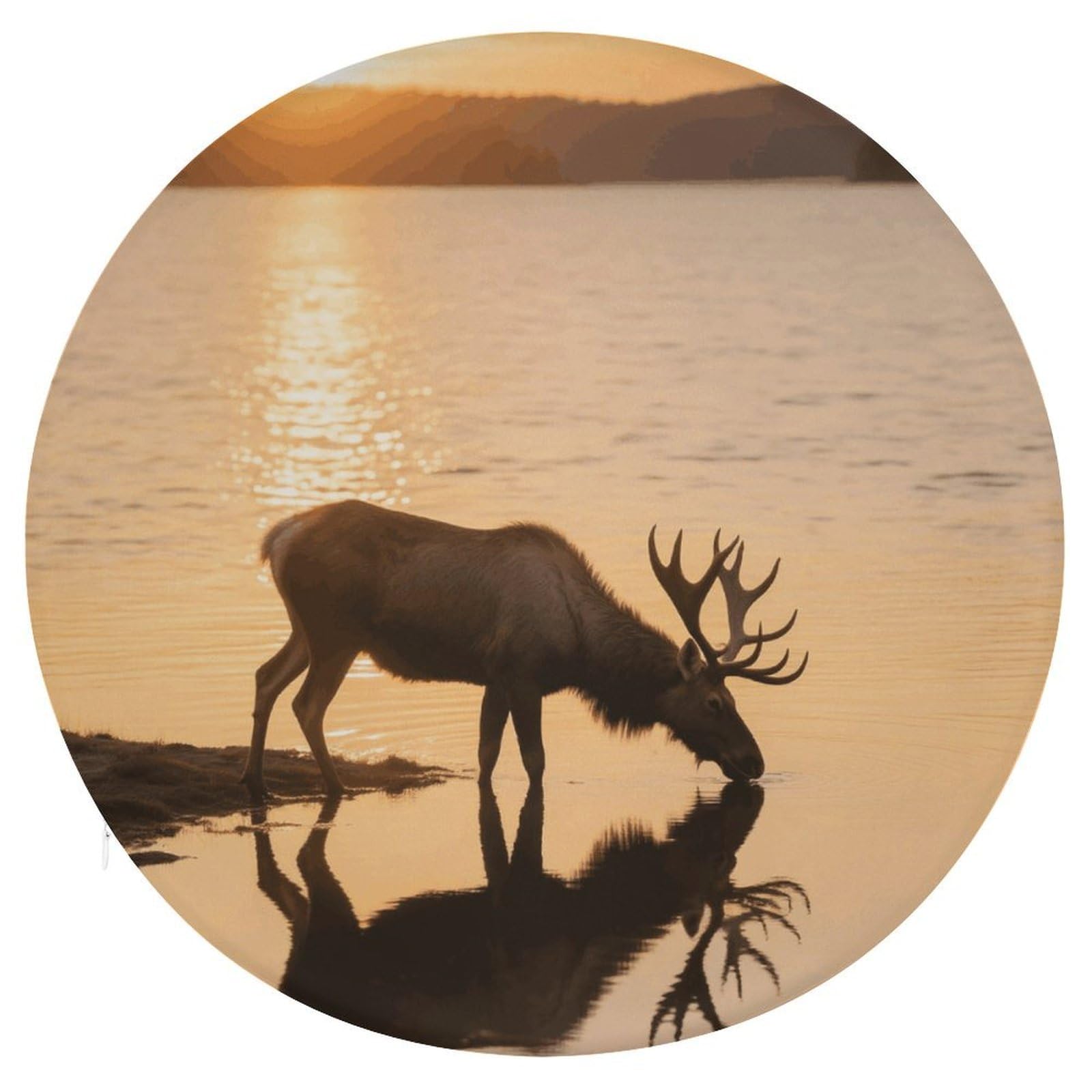 VstaDank Landscape Moose in The River Cushions Memory Non Slip Car Seat Cushions Dining Chairs Cushion Indoo Dining Room Round Chair Pads with Zipper and Removable Cover Cushion
