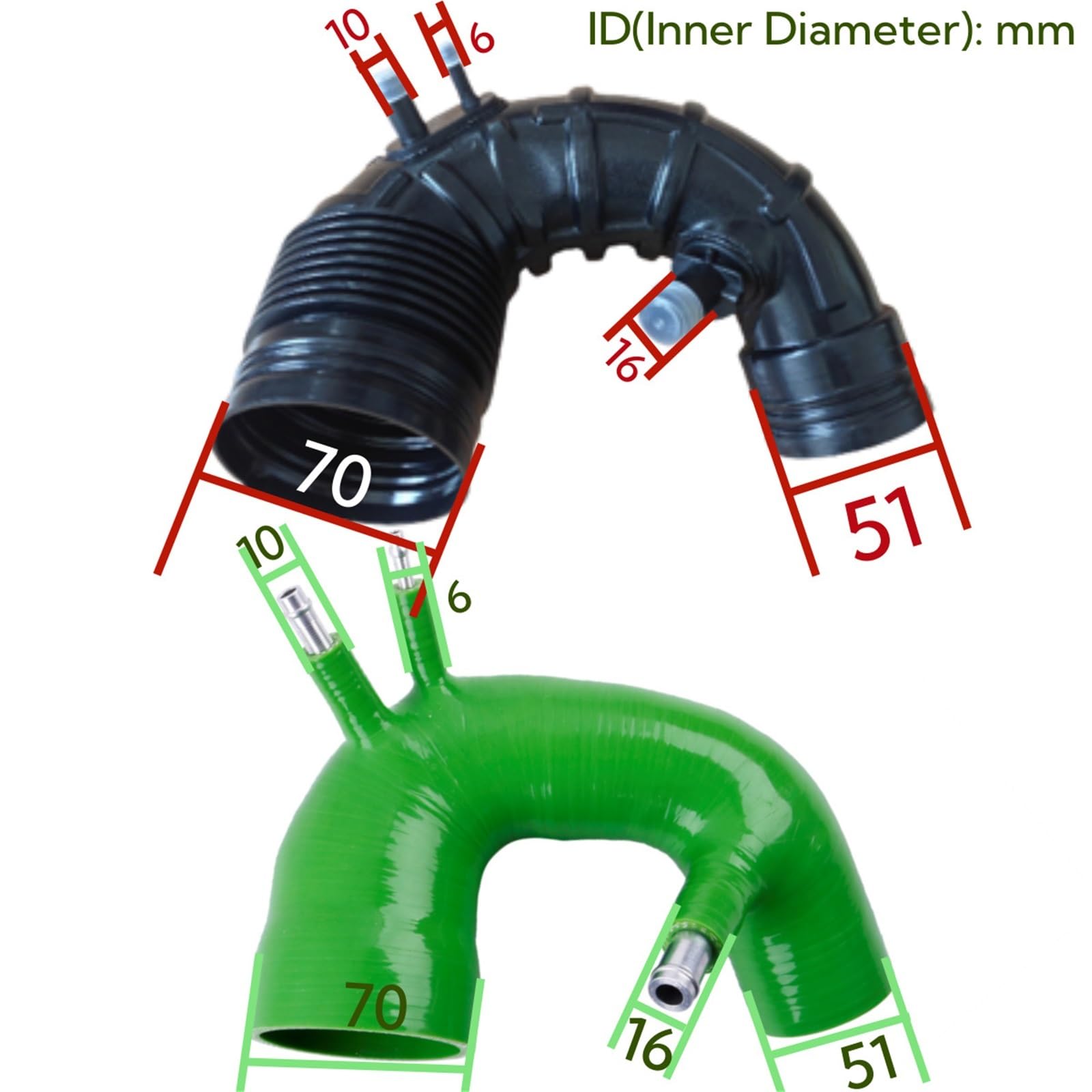 Líneas y mangueras de presión Compatible con Abarth 500 595 con IHI Turbo, manguera de admisión de aire de silicona, tubo de entrada, kit de refrigerante. Manguito Turbo(Rose)