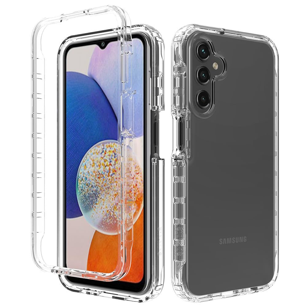 Eilkmcre for Samsung Galaxy A15 5G Case, Samsung A15 4G/5G Phone Case with Built-in Screen Protector Clear Slim Back Cover Shockproof Rugged Heavy Duty Bumper Full Body Protective Case, Clear