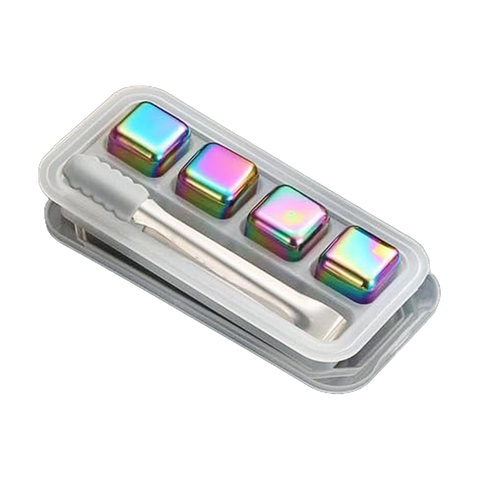 FACAILUO 4/6/8Pcs Reusable Cooling Stone and Tongs Drink Chiller for Liquor Cocktails Juices Cooling Food Grade Steel