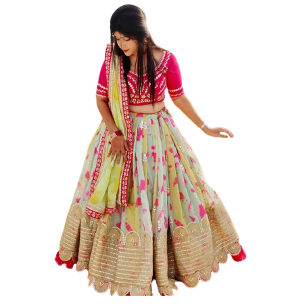 Women's Georgette Semi Stitched Lehenga Choli In Red1 Colour Lehenga Choli ForWomen-SF108Ver-13-image-11