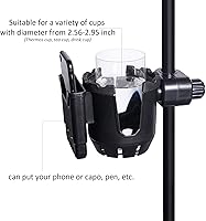 Vista 3 de Soporte para micrófono con soporte para teléfono, soporte universal 2 en 1 para botella de bebida para soporte de micrófono de música