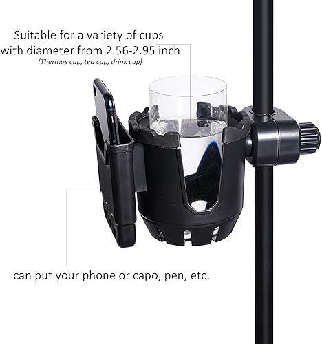 Miniatura 3 de Soporte para micrófono con soporte para teléfono, soporte universal 2 en 1 para botella de bebida para soporte de micrófono de música