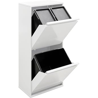 ARREGUI Basic CR401-B Steel Waste Separation System, 3 Compartments Waste Bin for the Kitchen, 3 Compartments Waste Bin, 11 +