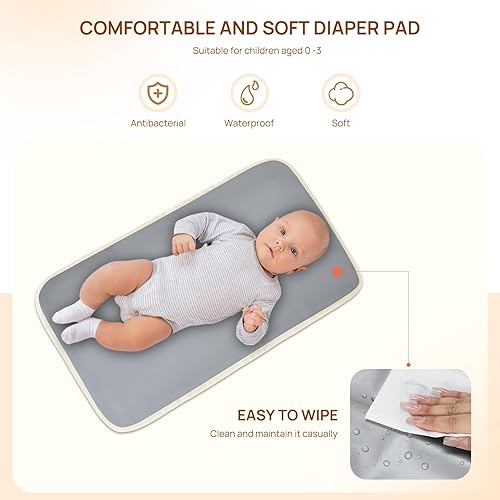 Vista 6 de Telena Bolsa de Pañales Mini Mochila para Pañales con Cambiador, Bolsa de Viaje Acolchada para Bebé con Bolsillos Aislados, Correas para Cochecito