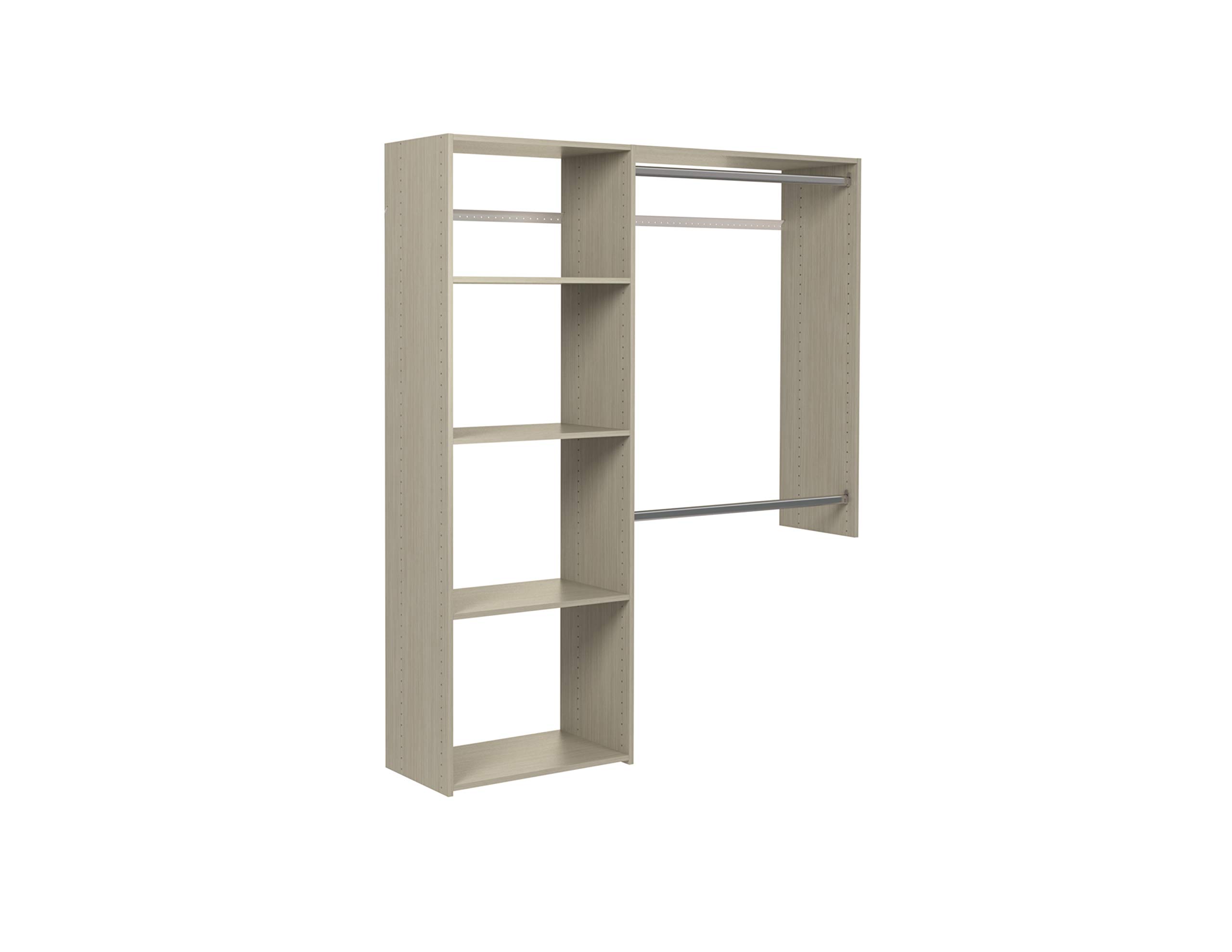 Easy Track OK7248-CG 3'-5' W Deluxe Shelving Easy-to-Assemble Kit Closet Organizer, Truffle