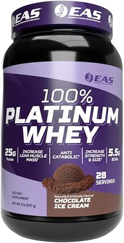 EAS 100 proteína de suero de platino  3 proteínas de suero ultra platino  Aumenta el tamaño y la fuerza  088oz de proteína 019oz de BCAA  2 libras