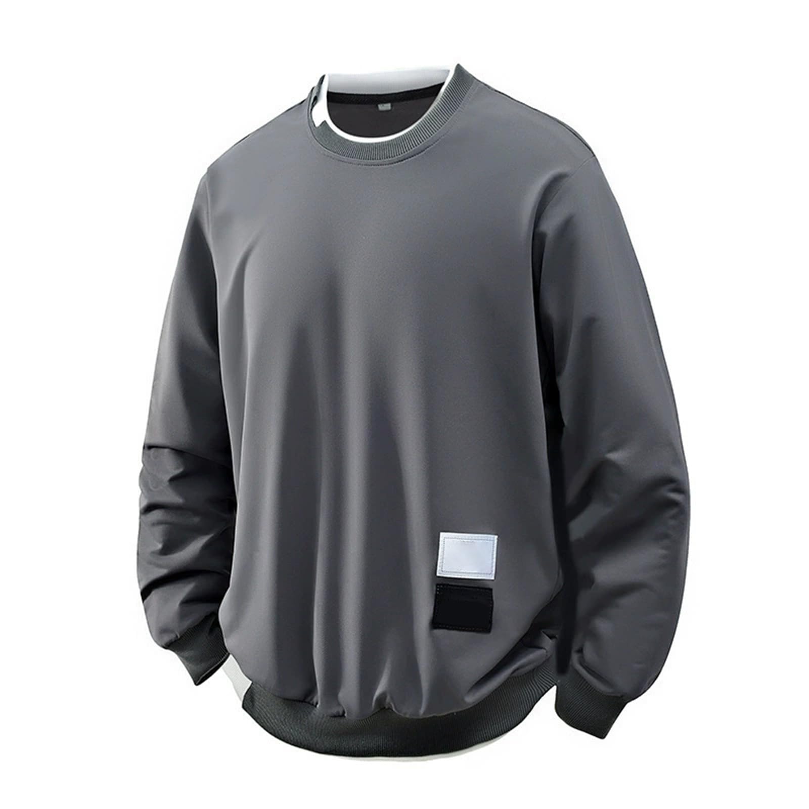Chaquetones Hombre Invierno Camiseta De Manga Larga para Hombre, Cuello Redondo, Versátil, Informal, Sin Capucha, Primavera Y Otoño Top Fitness Muscle Fit Ropa Running Chaqueta