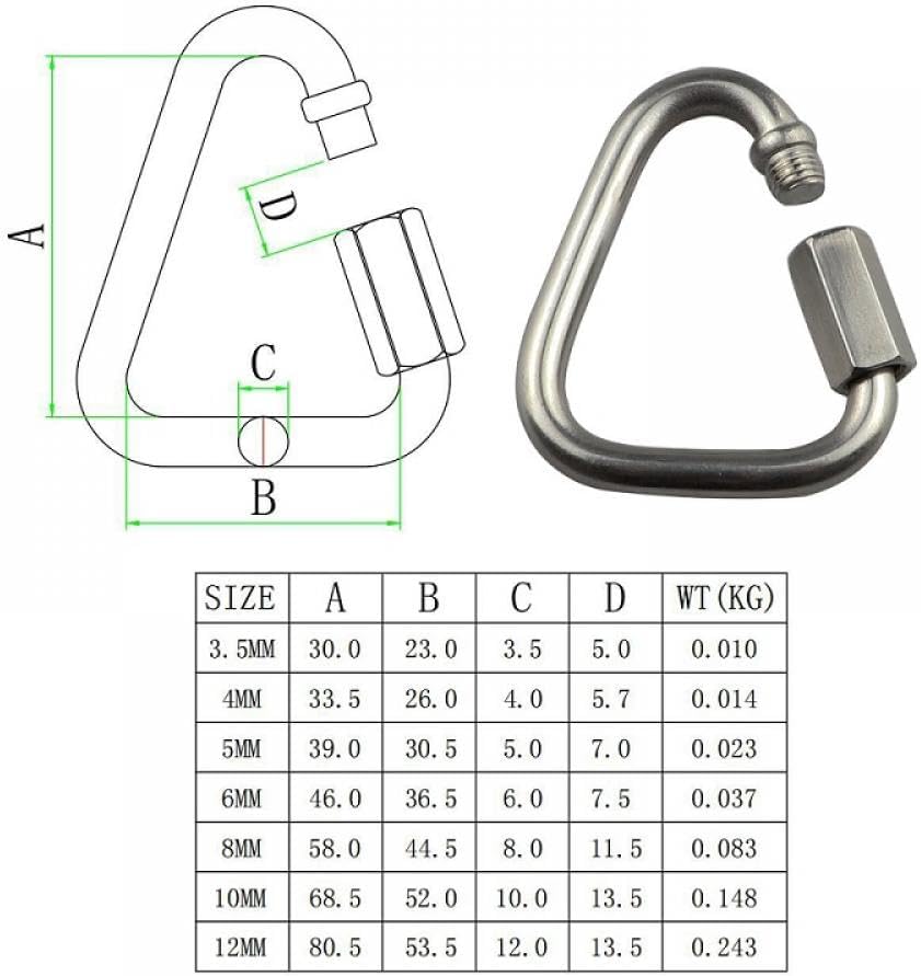 Compatible 1PCS Heavy Duty Quick Link Triangle Locking Carabiner Rigging Hardware Quick Links SS304