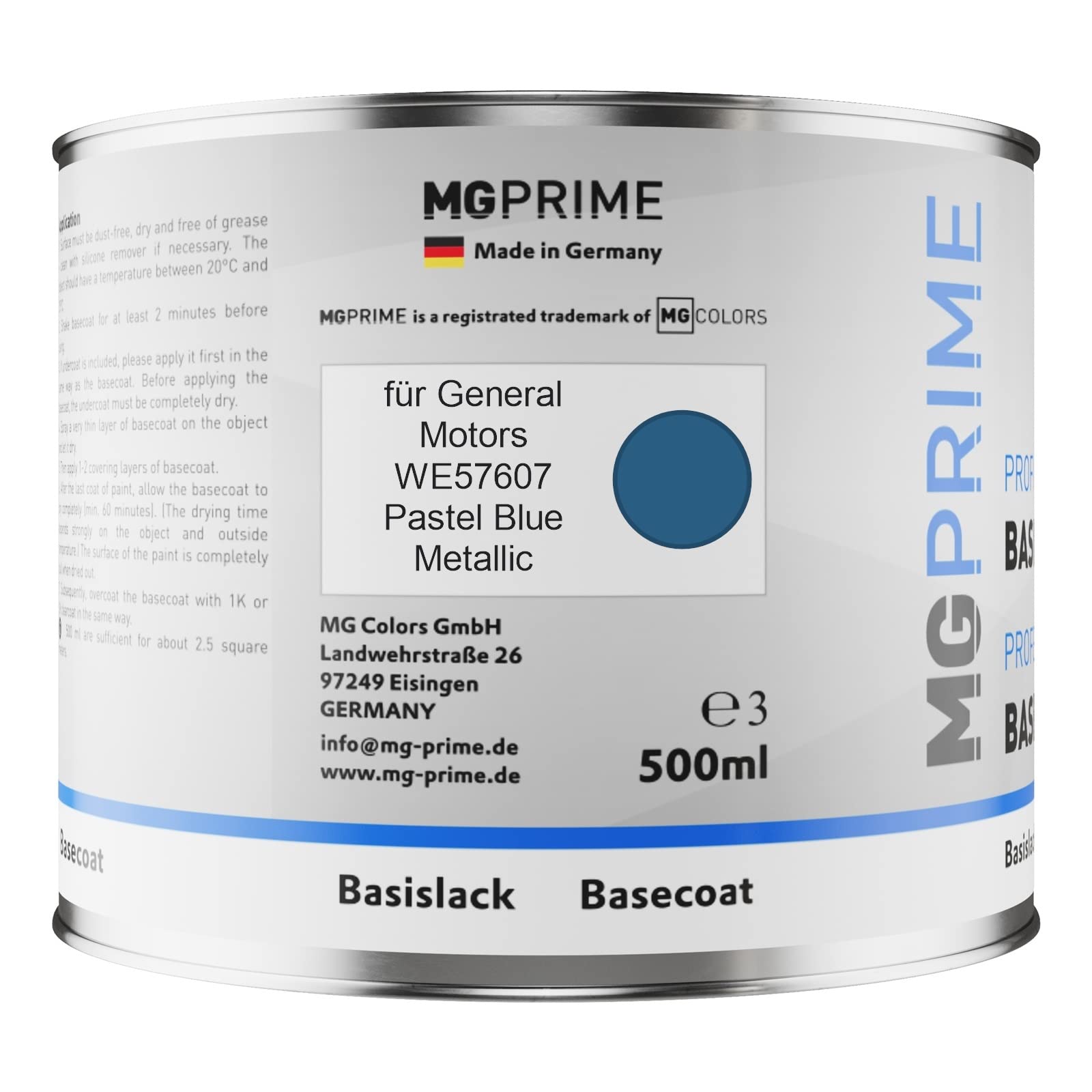 MG PRIME Pots de peinture pour General Motors WE57607 Pastel Blue Me. 1,25L