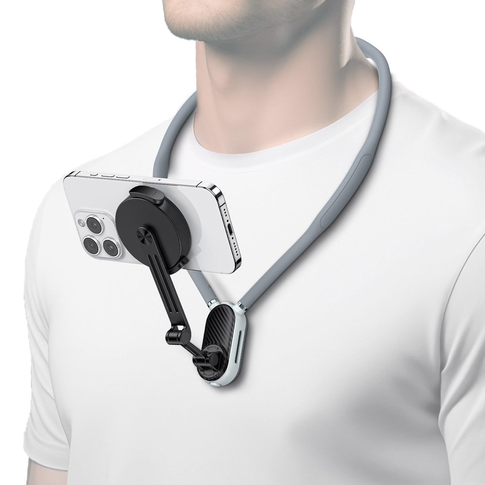 Magnetic Neck Mount for Phones Compatible with Magsafe iPhone 15/14/13/12 Plus Pro Max Series, POV Neck Phone Holder for Recording Hands Free Tripod Chest Mount