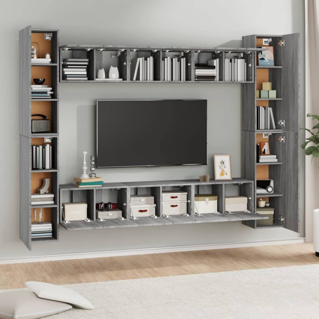 Sonoma - Set di mobili per TV, 10 pezzi, 60 x 30 x 30 cm e 30,5 x 30 x 90 cm, moderna credenza bassa, con spazio di archiviazione, montaggio a parete, per soggiorno, camera da letto