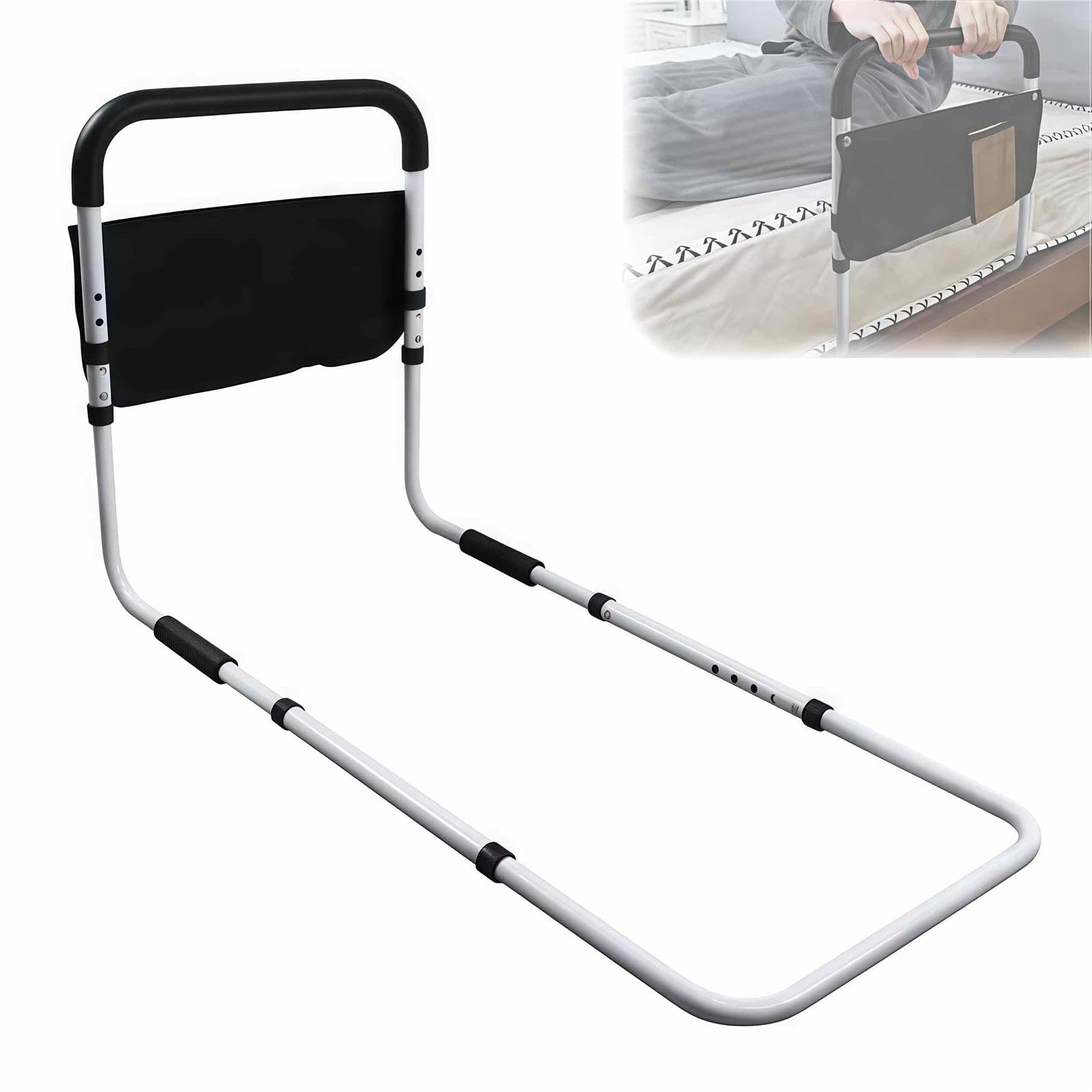 Bordo Letto Regolabile per Anziani con Tasca Stoccaggio, Guide Assistenza per Letto, Dispositivo Medico Resistente per Uso Domestico e Ospedaliero, capacità 135 kg