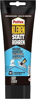 Pattex Montagekleber Kleben statt Bohren Wasserresistent, Kraftkleber für innen & außen, universell einsetzbarer Baukleber, Kleber mit hoher Festigkeit, weiß, 1 x 142g