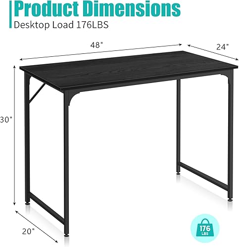 Miniatura 45 de YRLLENSDAN Escritorio grande de madera, escritorio para juegos de 48 pulgadas, escritorio moderno para escritura, estación de trabajo, mesa de