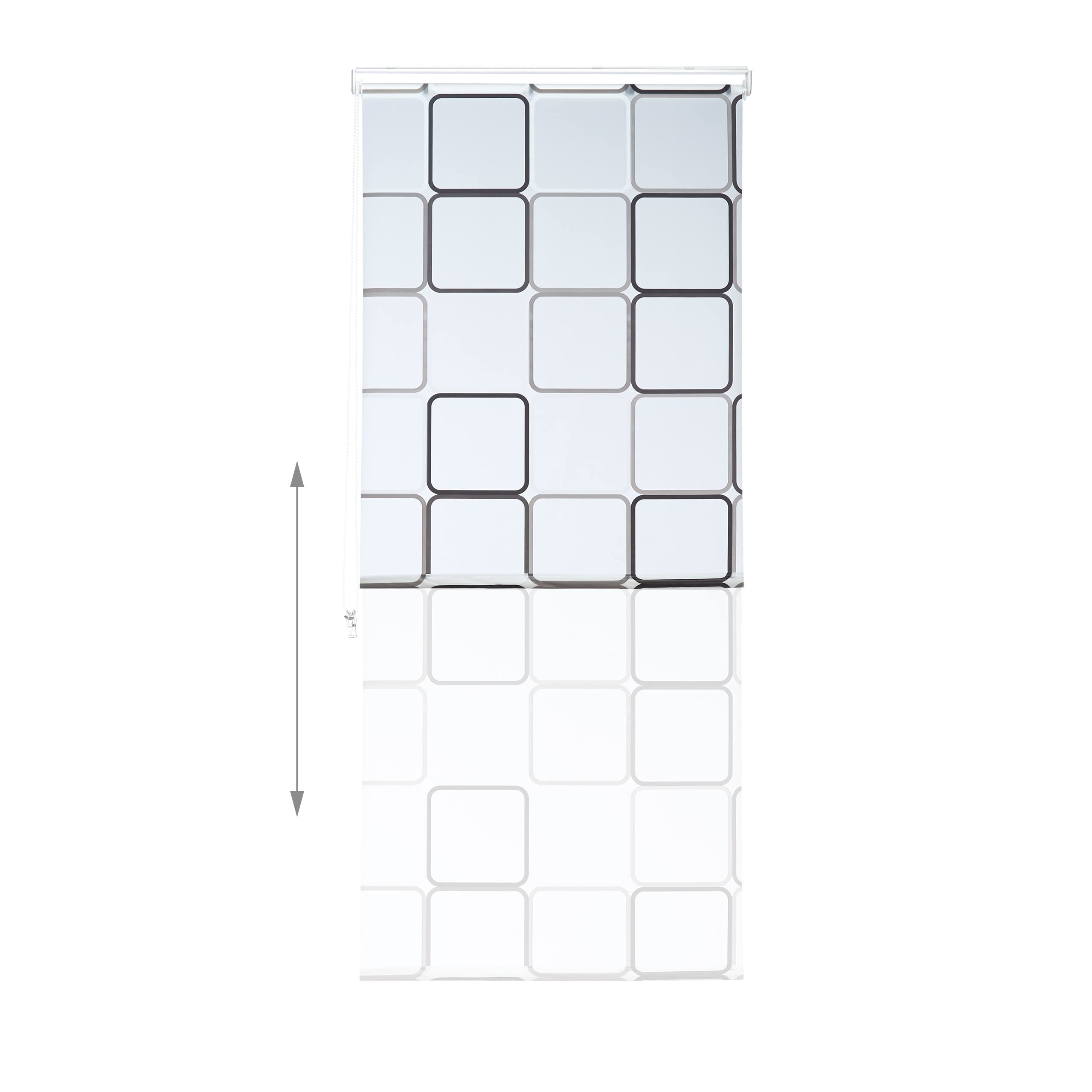 Relaxdays Tenda a Rullo Square, Impermeabile, Vasca & Doccia, Montaggio a Soffitto, 80x240 cm, Semitrasparente