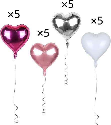 Miniatura 2 de 20 globos de papel de aluminio de corazón rosa intenso de 18 pulgadas para el día de San Valentín, bodas, despedidas de soltera y aniversarios