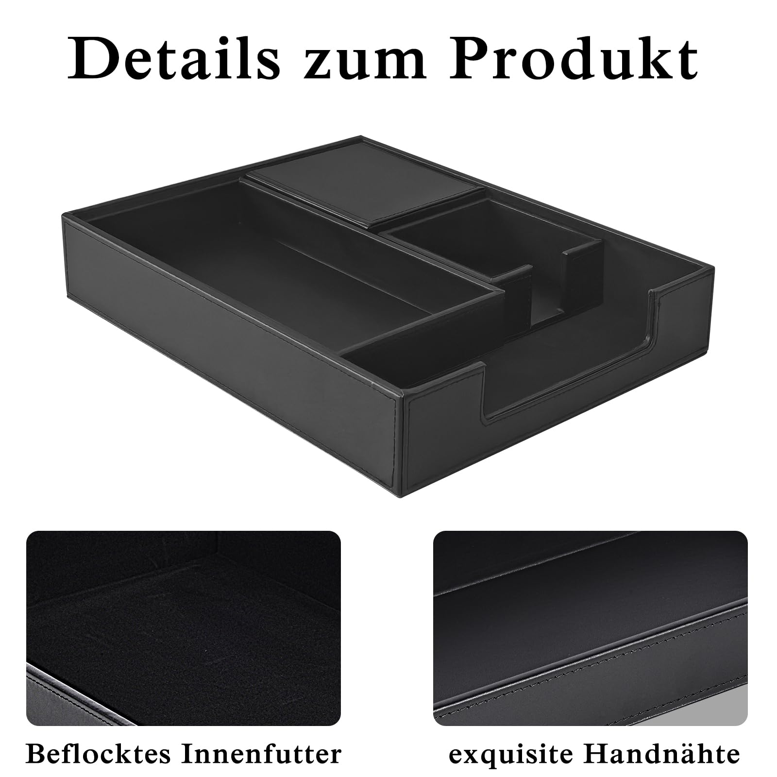 Schreibtischset PU Leder, Schreibtischset mit Schreibtisch Organizer, Stifthalter, Briefablage, Bürotisch für Männer und Frauen, Büro Büro Organizer (Schwarz)