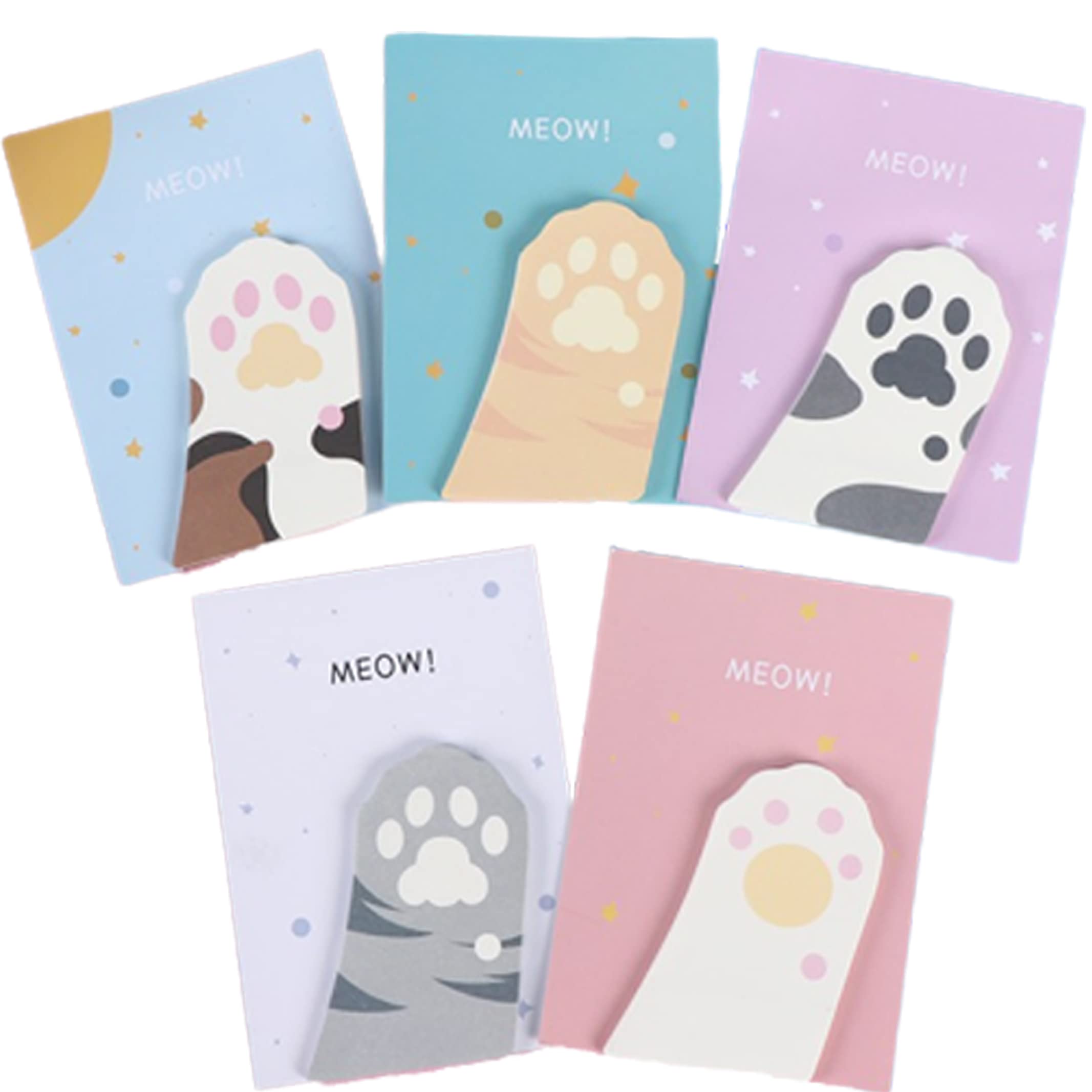 Amazon.co.jp: かわいい 付箋 肉球 可愛い 猫 ねこ ふせん 5種類セット