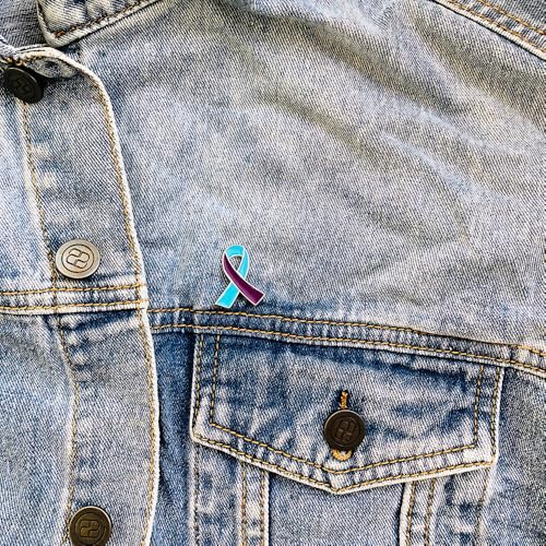 Suicide Prevention Awareness Ribbon Pin 25pcs Purple & Teal Enamel Pins4