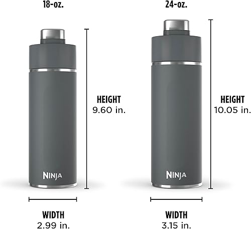 Miniatura 10 de Ninja DW2401GY Thirsti - Botella de agua de viaje de 24 onzas, para bebidas gaseosas carbonatadas, más frías y espumosas durante más tiempo, acero