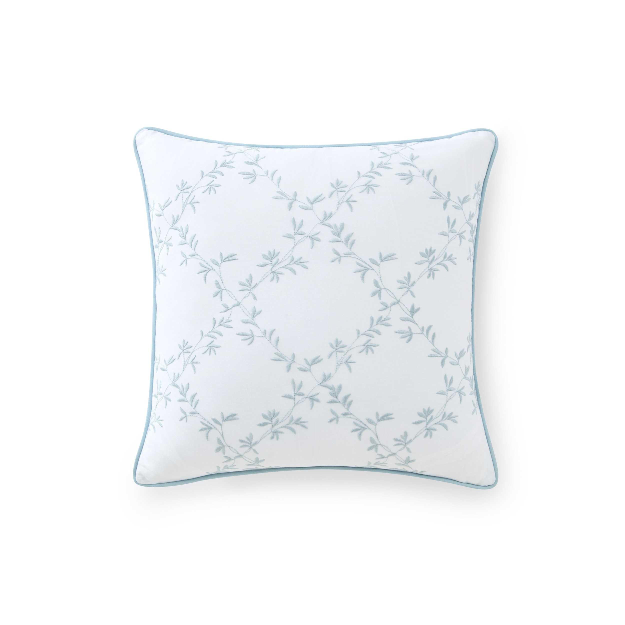Martha Stewart - Decorative Throw Pillow, 18x18 Cotton Accent Pillow with Botanical Trellis Design, Soft and Durable, Hidden Zipper Closure, Blooming Trellis Blue-image-25