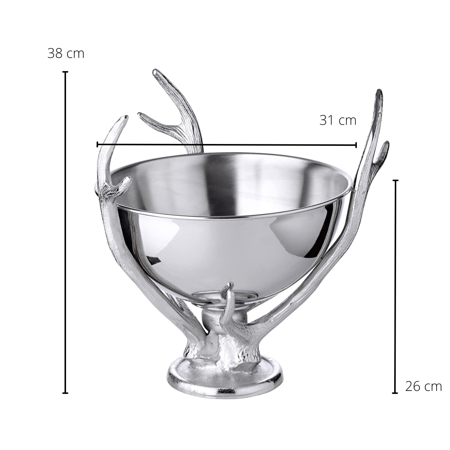 EDZARD Seau à Champagne Lita (Hauteur 37 cm, Ø 31 cm), argenté, Aluminium nickelé, Aspect Bois de cerf