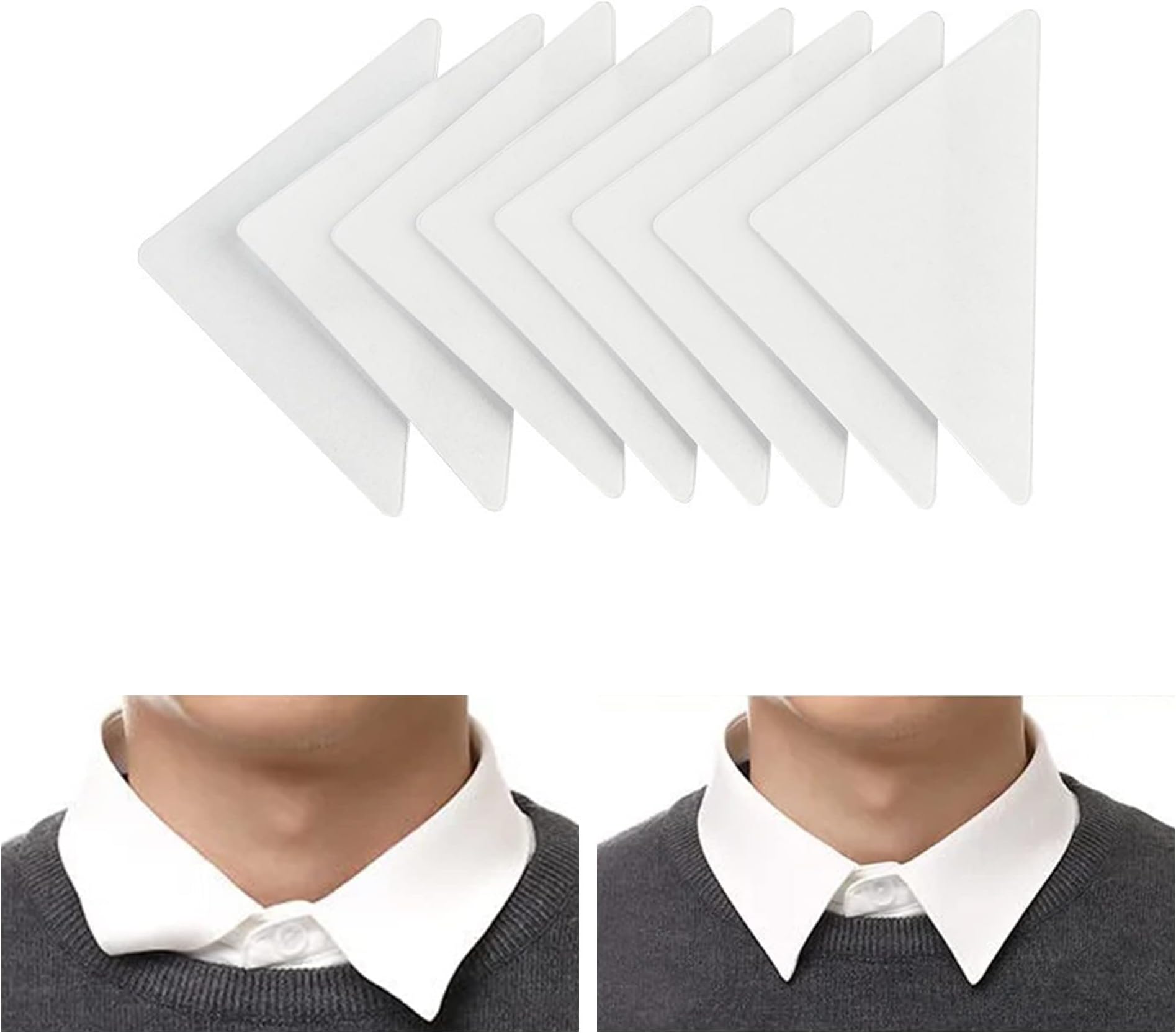 Thickened PVC Collar Anti-Warping Edge Shaper, No Curl Collar Polo Shirt Collar Stays, Polo Shirt Collar Stays for Men（30 Pack）, 30pcs