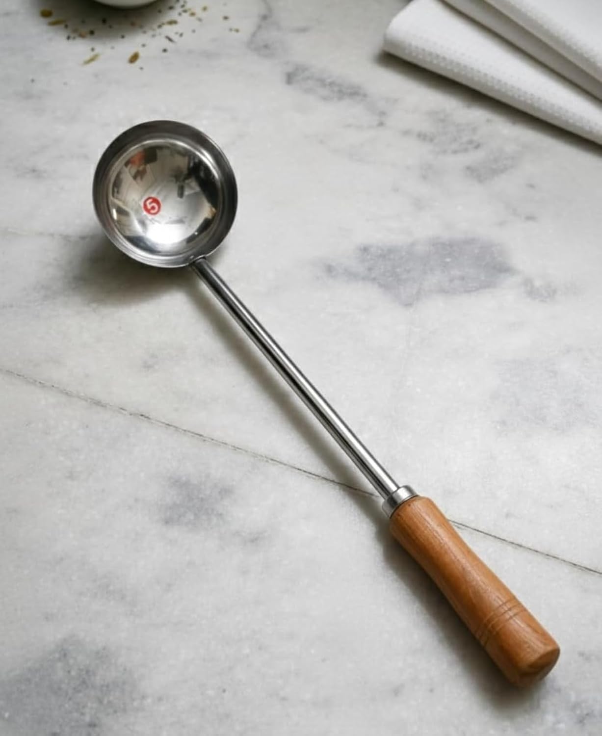 Stainless Steel Wok Spatula and Ladle Set with Wooden Handles 2 Piece Cooking Tool Set for Stir Fry Deep Fry and Serving (Steel Big Ladle)-image-33