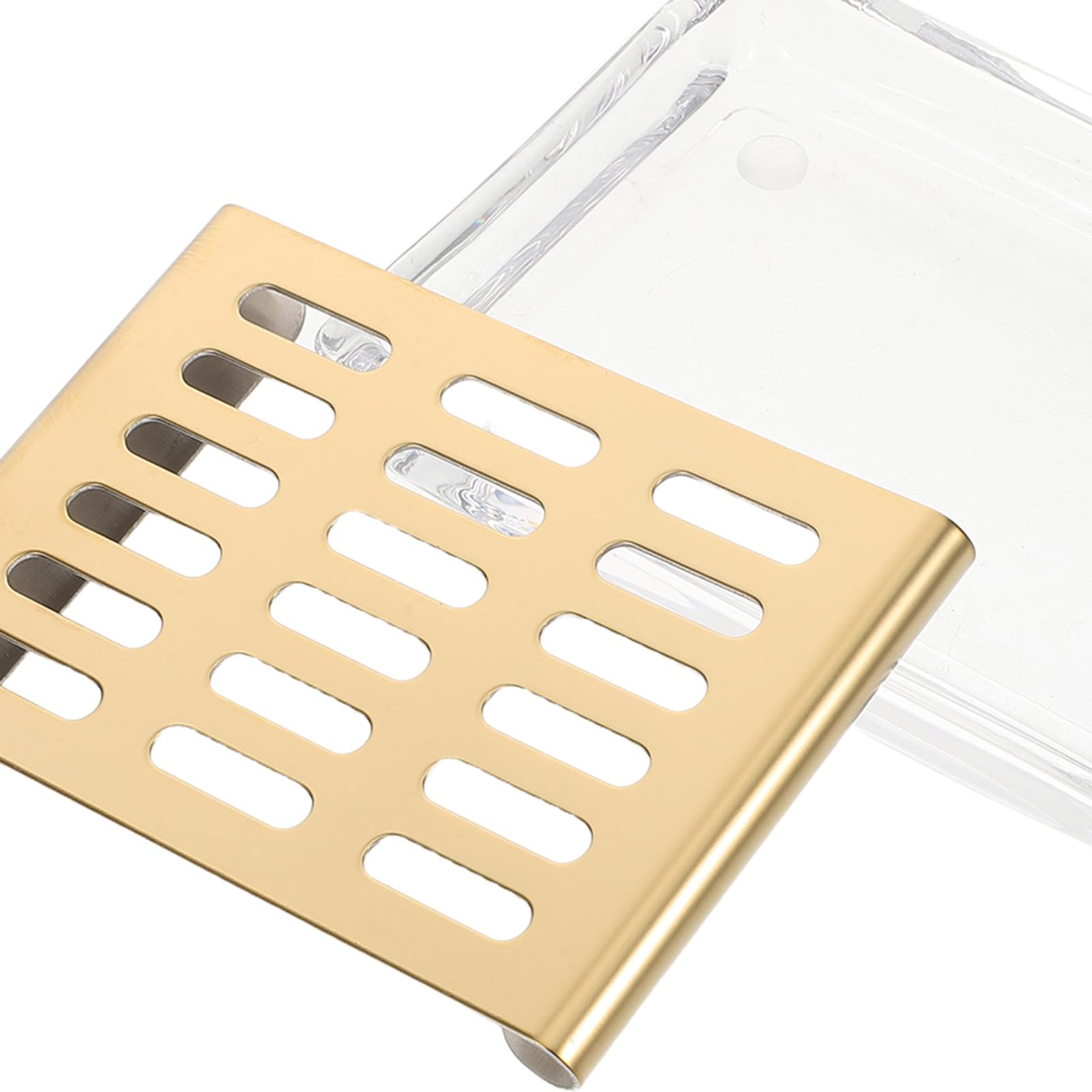 WOONEKY Jabonera: Jabonera autodrenante - Bandeja de fregado Rectangular de Vidrio Transparente de Doble Capa para baño, Ducha, Fregadero de Cocina y encimera.