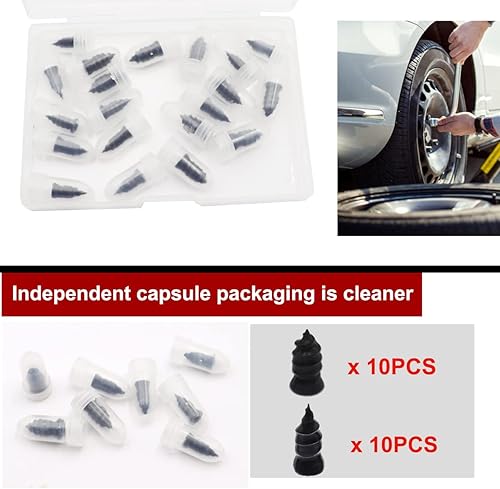 Miniatura 4 de Taiss 20 clavos de goma para reparación de neumáticos (10 cada uno, grandes y pequeños), clavos negros para reparación de neumáticos de automóvil,