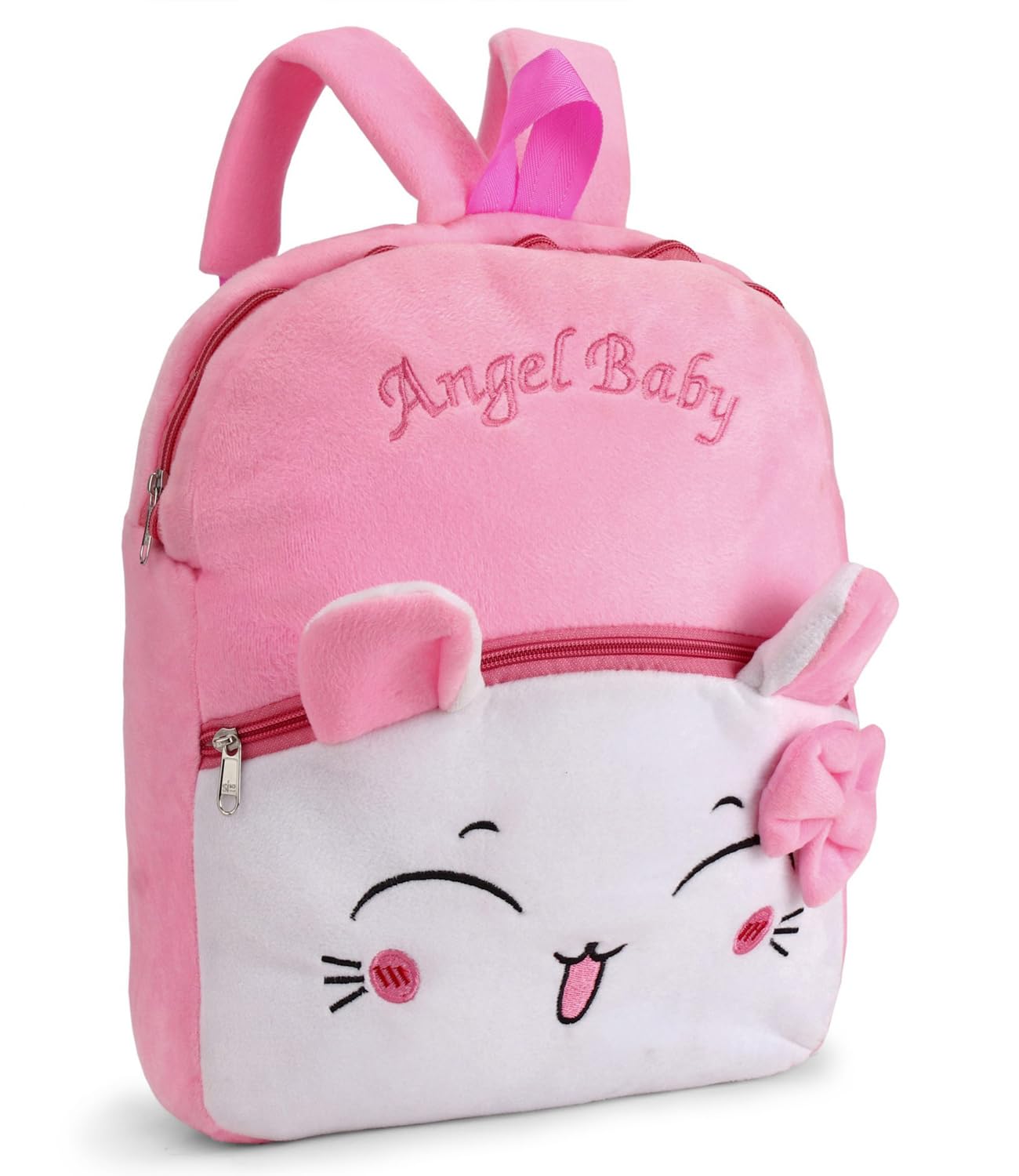 Angel Soft Toy Bag - Pink & White, Backpack for Pre-School, Picnic&Travel, Plush&Lightweight, Adjustable Padded Shoulder Strap for Kids, Fancy Mini Bag for Boys & Girls - Height 14 Inches-image-39