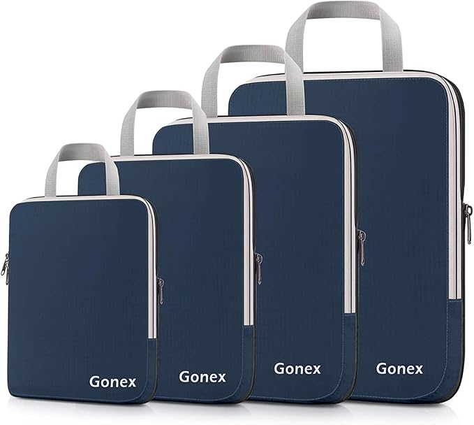 Compression Packing Cubes, Expandable Packing Organizers 4pcs (Purplish Blue)