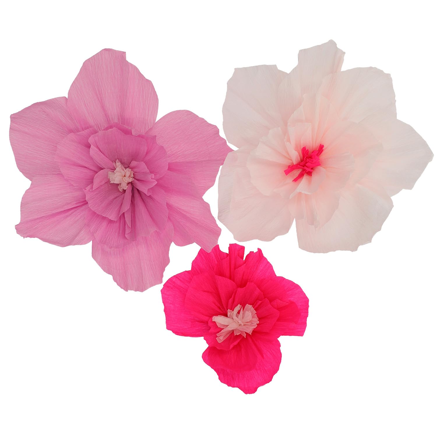Folat 24316 Pink Paper Table-Flower Set-Perfect Pink-3 Pieces Wedding Party Festival Carnival Birthday Decorations Baby Shower for Girls