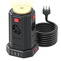 3 M Ciabatta Elettrica Multipresa con Luce Notturna 12 Prese Universali 10/16A ITA